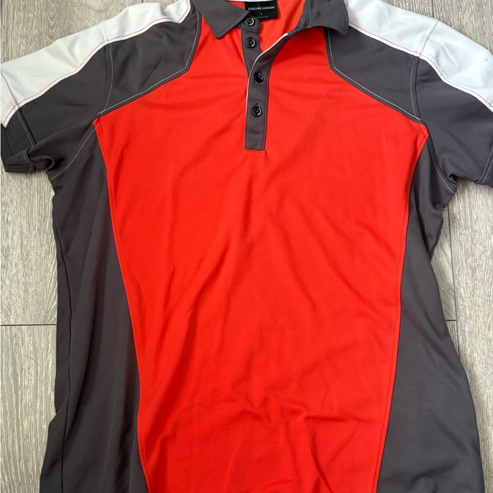 Galvin Green Vibrant Red and Gray Golf Polo Shirt